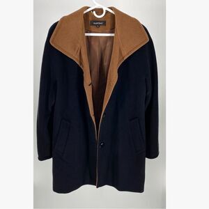 Ellen Tracy Wool and Angora Blend Black and Tan Coat